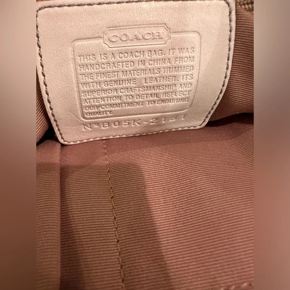 COACH 2181 Limited Ed. Metallic Silver Slim Tote Canvas Bag Yellow Patent Trim - Picture 6 of 7